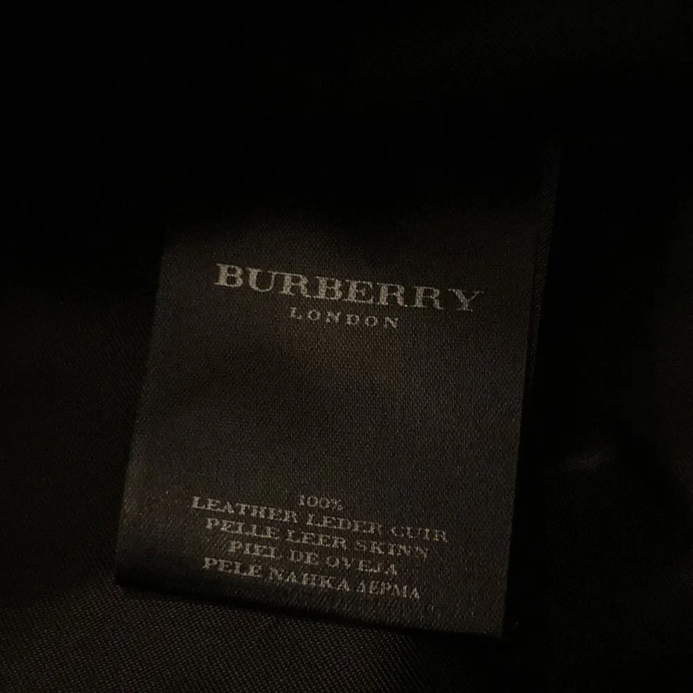 Burberry London Black Leather Bomber with Fur Hood